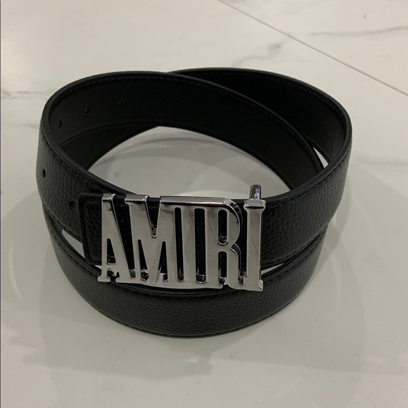 AMIRI Other - AMIRI Faux Black Leather Belt Silver Belt Buckle Logo for Men